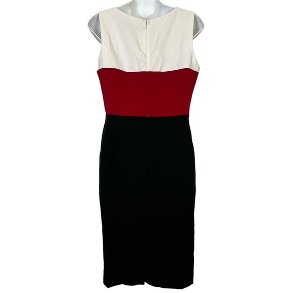 KASPER Red White Black Color Block Sheath Sleeveless Knee Length Career Dress 4 - Picture 11 of 16
